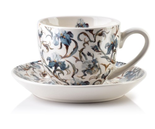 Filiżanka porcelanowa ze spodkiem w kwiaty 250 ml