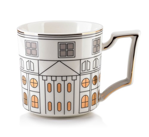 Kubek ze złotym paskiem porcelanowy Otis 360 ml