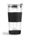 Szklany kubek termiczny ze słomką 600 ml czarny Fuori 11465