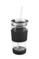 Szklany kubek termiczny ze słomką 600 ml czarny Fuori 11467