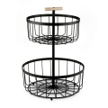 Metalowy koszyk na owoce 2 poziomowy Czarny 38 cm 12064