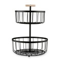Metalowy koszyk na owoce 2 poziomowy Czarny 38 cm 12069