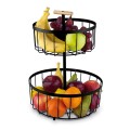 Metalowy koszyk na owoce 2 poziomowy Czarny 38 cm 12070