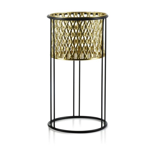 Złota osłonka dekoracyjna na kwiaty na nóżce XL