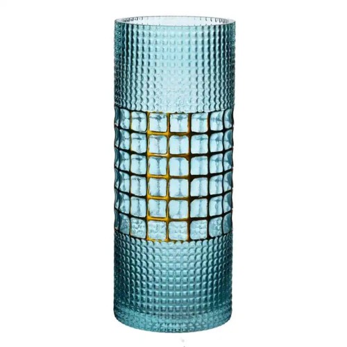 Wazon dekoracyjny szklany Serenite 30 cm Gold Blue