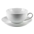 Filiżanka ze spodkiem do kawy i herbaty porcelanowa biała 220ml 13708