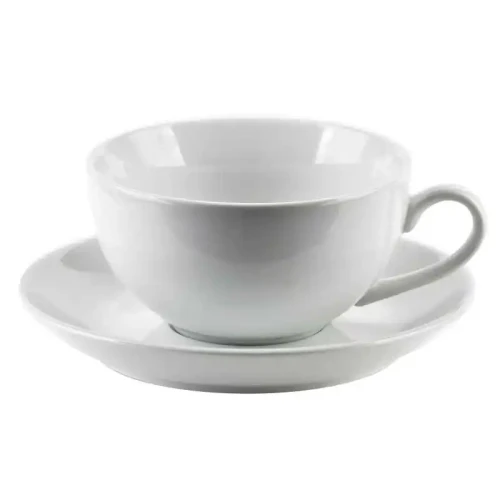 Filiżanka ze spodkiem do kawy i herbaty porcelanowa biała 220ml