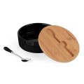 Cukiernica porcelanowa z bambusową pokrywką i łyżeczką 350ml czarna 14260