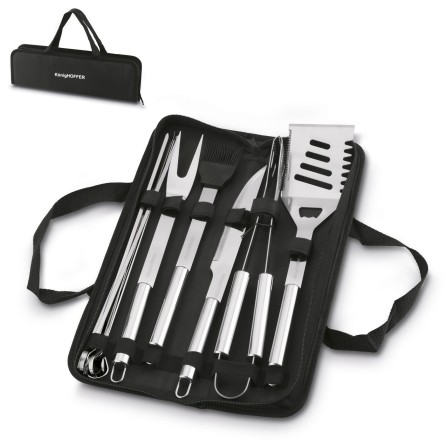 Zestaw 11 przyborów do grilla w torbie stal nierdzewna