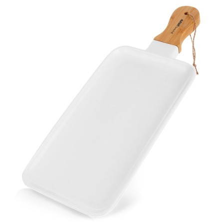 Talerz z uchwytem do serwowania dań przekąsek porcelanowy biały 46cm