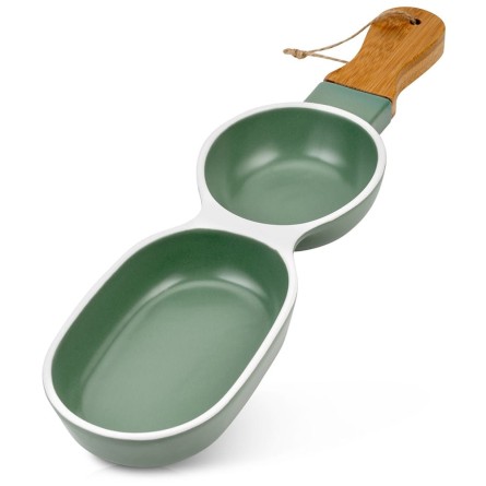 Talerz z uchwytem na przekąski do dipów porcelanowy zielony 39cm