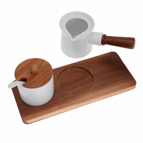 Zestaw cukiernica i mlecznik porcelanowe z podstawką eleganckie