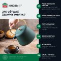 Imbryk żeliwny do herbaty z sitkiem butelkowa zieleń złoty uchwyt 1L 15910