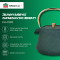 Imbryk żeliwny do herbaty z sitkiem butelkowa zieleń złoty uchwyt 1L 15912