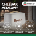Chlebak metalowy z pokrywką na pieczywo ozdobny uchwyt biały 16014