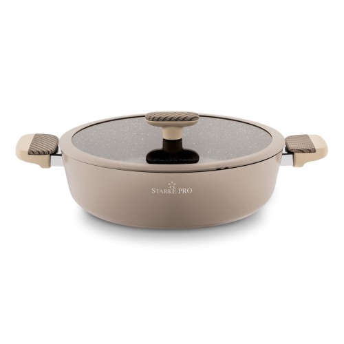 Patelnia na indukcję aluminiowa krótkie uchwyty z pokrywką 28cm