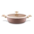 Patelnia na indukcję głęboka z pokrywką kremowa 28cm 16287