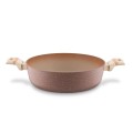 Patelnia na indukcję głęboka z pokrywką kremowa 28cm 16288