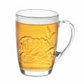 Kubek szklanka z uchem i tłoczoną różą szklany 415ml 16318