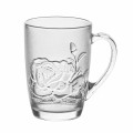 Kubek szklanka z uchem i tłoczoną różą szklany 415ml 16319