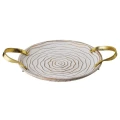 Taca dekoracyjna biała elegancka złote uchwyty 38cm 16466