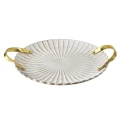Taca dekoracyjna biała elegancka złote uchwyty 35cm 16469