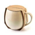 Kubek z uchem do kawy i herbaty porcelanowy beżowy 580ml 16502