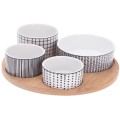 Miseczki na przekąski porcelanowe na tacy 5 elementów 16608