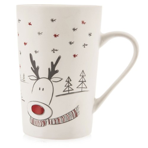 Kubek świąteczny porcelanowy renifer biały 430ml