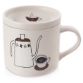 Kubek z pokrywką porcelanowy do kawy herbaty beżowy 420ml 16628