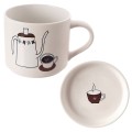 Kubek z pokrywką porcelanowy do kawy herbaty beżowy 420ml 16630