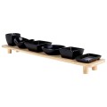 Miseczki na przekąski ceramiczne czarne na tacy 7 elementów 50cm 16663