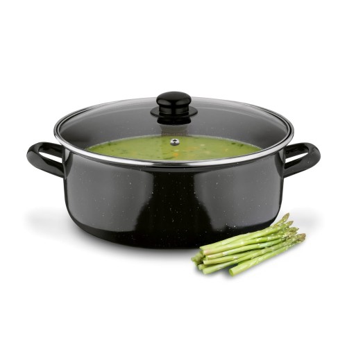 Garnek emaliowany z pokrywką szklaną 6 L