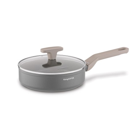 Patelnia na indukcję z pokrywką szklaną elegancka szara 20cm
