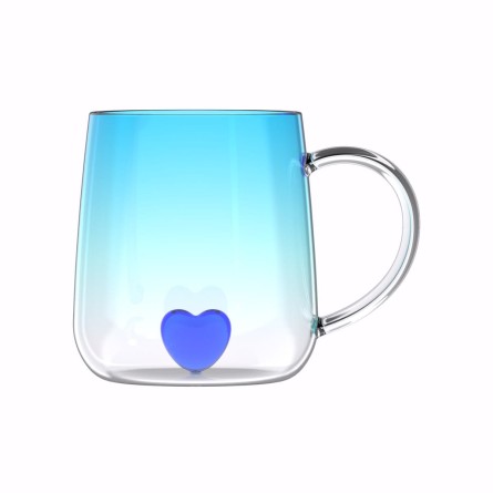 Szklanka do kawy i herbaty elegancka niebieska serce 350ml
