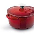 Gęsiarka okrągła żeliwna brytfanna emaliowana z pokrywą czerwona 17914
