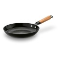 Patelnia żeliwna emaliowana z drewnianą rączką czarna 24cm 17921