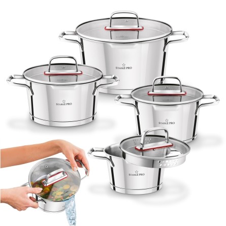 Komplet garnków nierdzewnych z pokrywkami 8 elementów srebrne