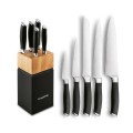 Zestaw noży kuchennych ze stali nierdzewnej w bloku kauczukowym 6 elementów 17982