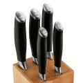 Zestaw noży kuchennych ze stali nierdzewnej w bloku kauczukowym 6 elementów 17989