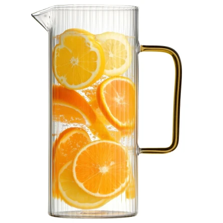 Dzbanek szklany ryflowany elegancki nowoczesny żółte ucho 1,5L