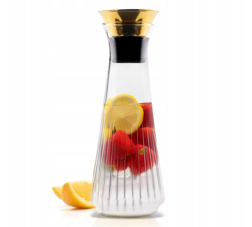 Karafka szklana złota elegancka do napojów 900ml