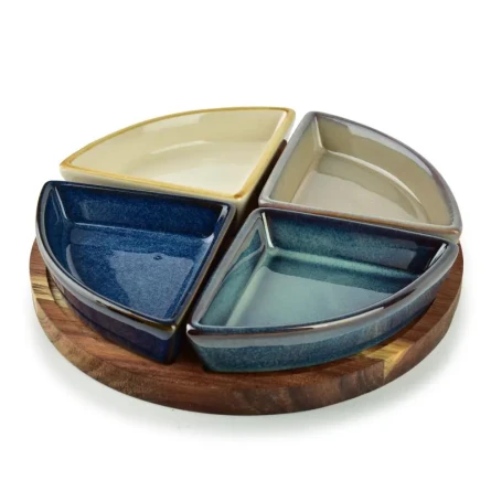 Deska z 4 miskami do przekąsek dipów nowoczesne praktyczne