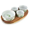 Deska z 4 miskami do przekąsek dipów nowoczesne praktyczne 18018