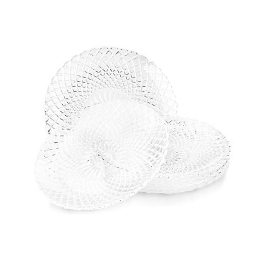 Komplet 6 okrągłych talerzy szklanych deserowych do ciasta 20cm