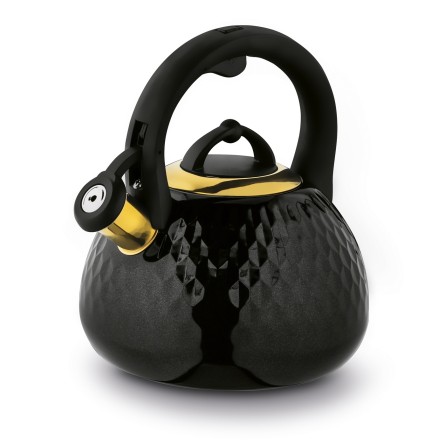 Czajnik na gaz i indukcję z gwizdkiem nierdzewny czarny złoty 2,5L