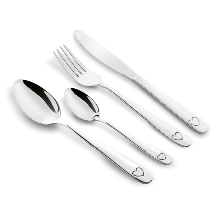 Zestaw nierdzewnych sztućców na 6 osób serce 24 elementy srebrne