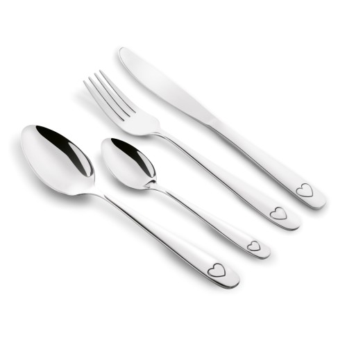 Zestaw nierdzewnych sztućców na 6 osób serce 24 elementy srebrne