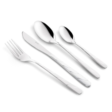 Zestaw nierdzewnych sztućców na 6 osób 24 elementy srebrne