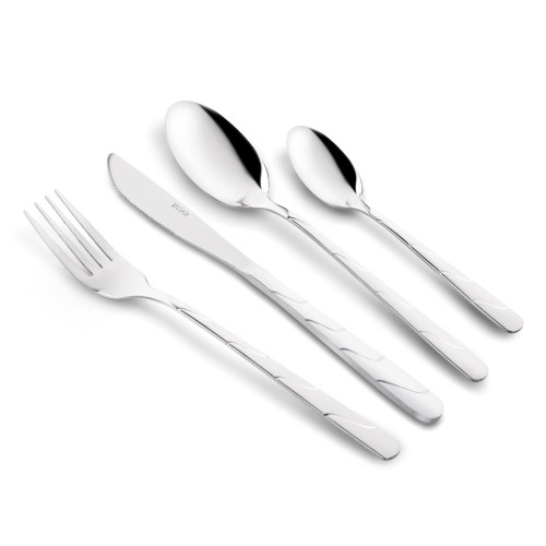 Zestaw nierdzewnych sztućców na 6 osób 24 elementy srebrne